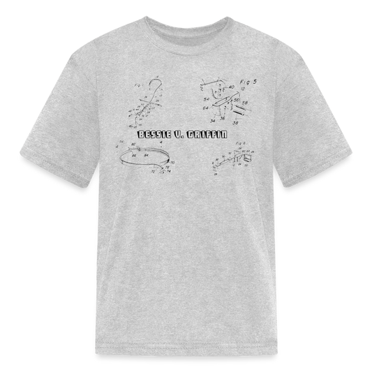 Kids Tee - Bessie Virginia Griffin - Portable Receptacle Support Patent - heather gray